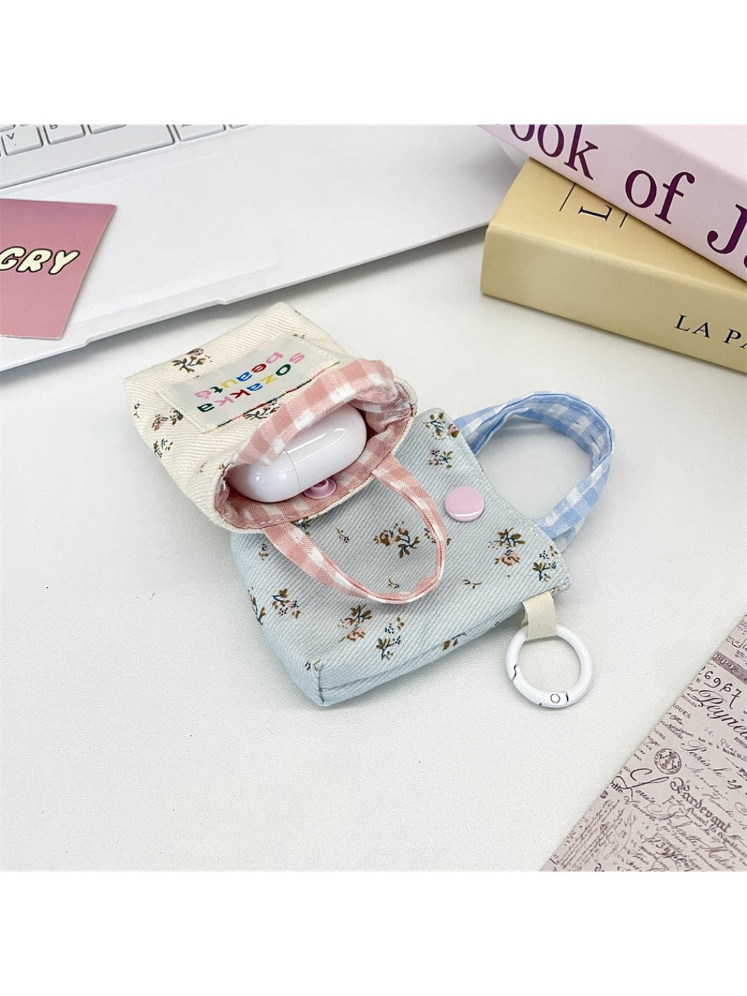 Cosbai - Floral Patchwork Mini Earphone Pouch & Coin Purse