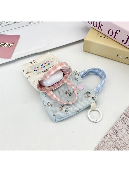 Cosbai - Floral Patchwork Mini Earphone Pouch & Coin Purse