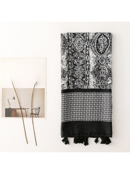 Scarvii - Contrast Panel Tassel Scarf