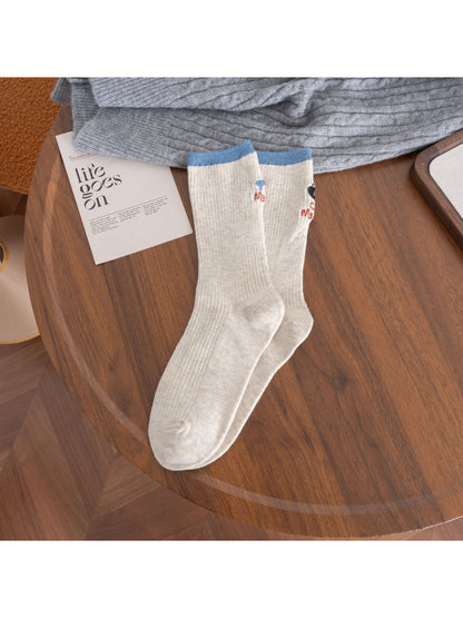 Rufia – Color-Block Cat & Fish Embroidery Socks