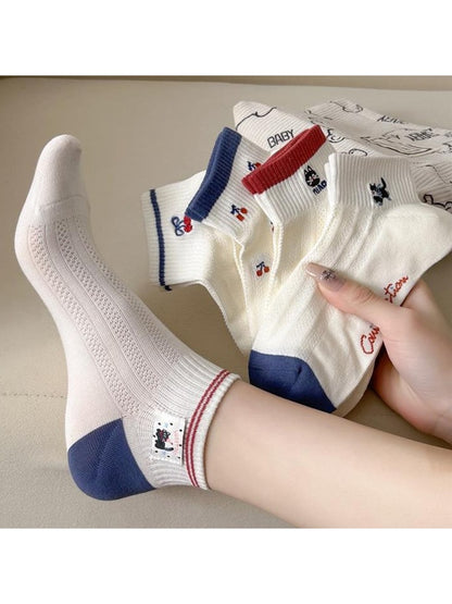 Rufia - Playful Cat and Cherry Ankle Socks