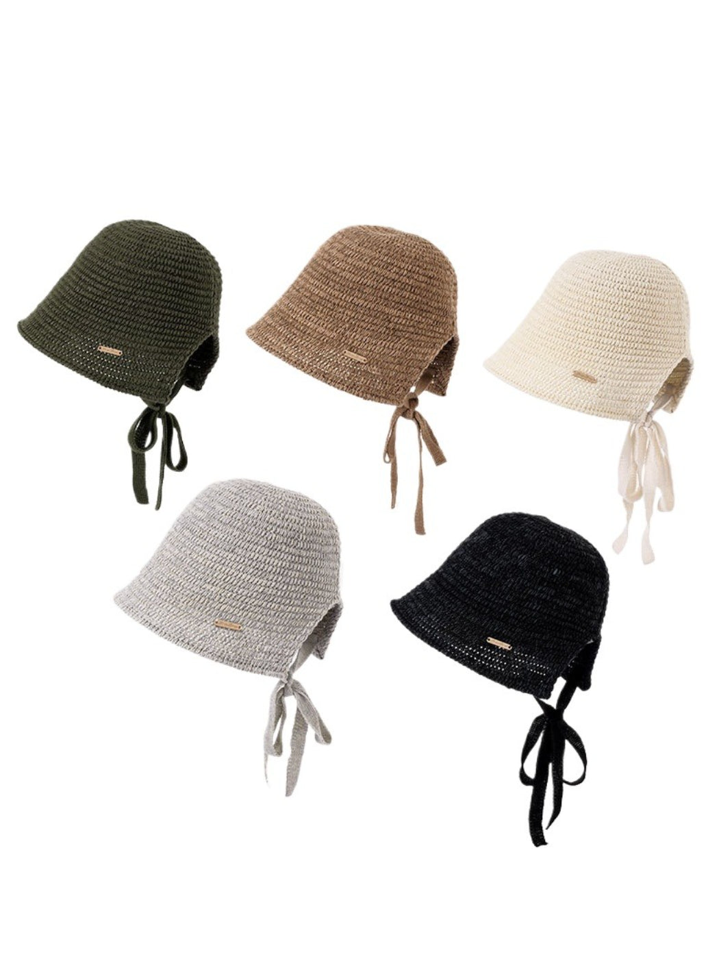 Haila crochet curve brim hat in beige displayed on a white background