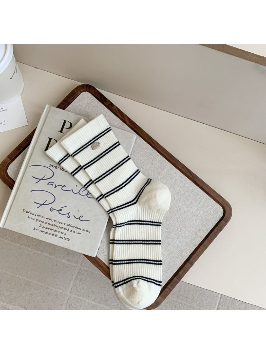 Rufia - Buckled Striped Knitted Capsule Socks for Women