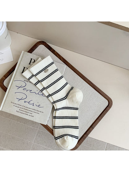 Rufia - Buckled Striped Knitted Capsule Socks for Women