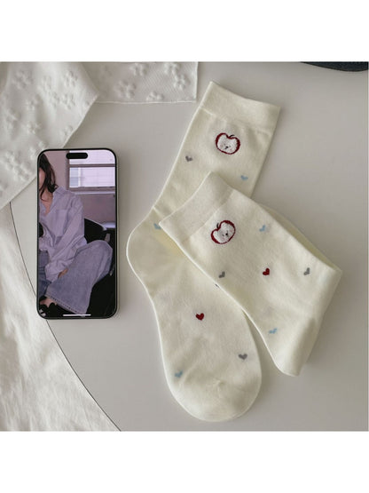 Rufia Dog Embroidered Mid Calf Socks color options