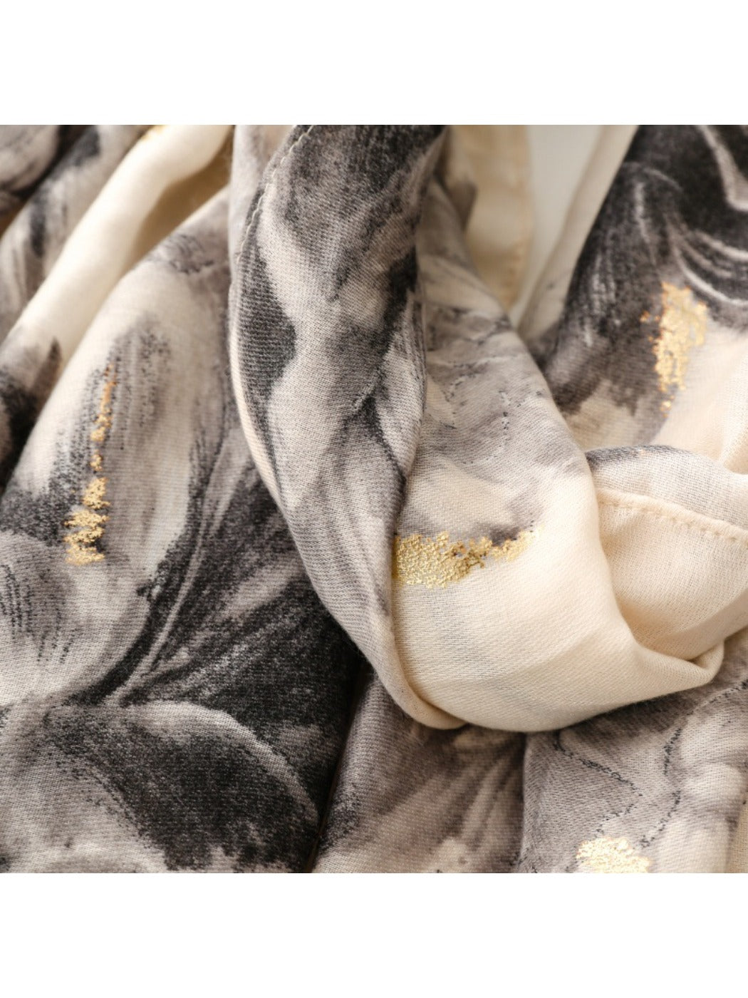 Scarvii - Gold Foil Scarf & Shawl with Lotus Pattern
