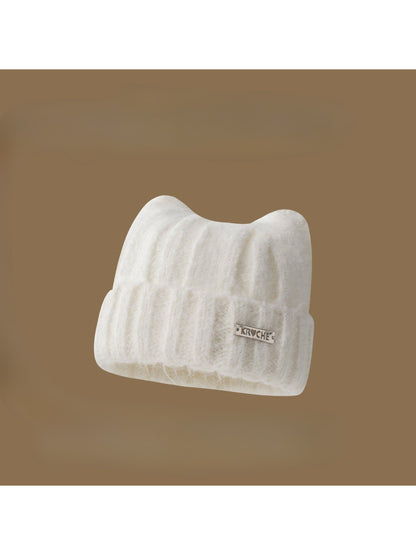 Haila - Soft Ribbed Cat Ear Knit Beanie