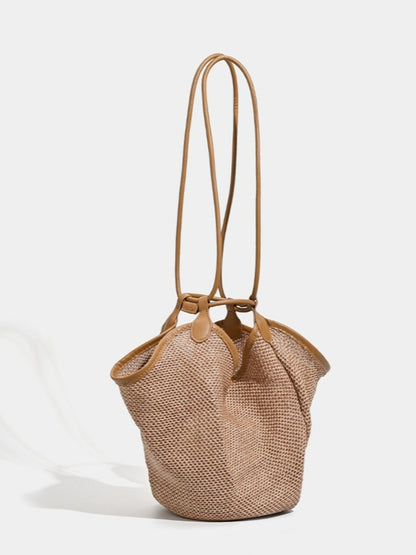 Cosbai - Boho Brown Woven Large Capacity Single-shoulder Bag