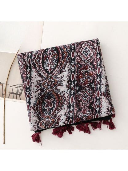 Scarvii - Contrast Panel Tassel Scarf