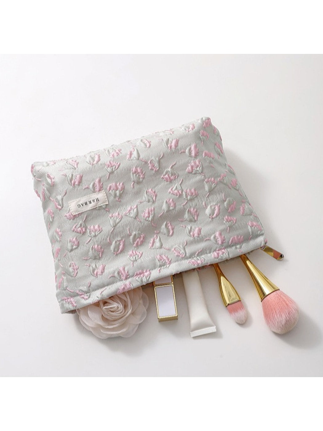 Cosbai - Fresh Embossed Floral Daily Handheld Bag