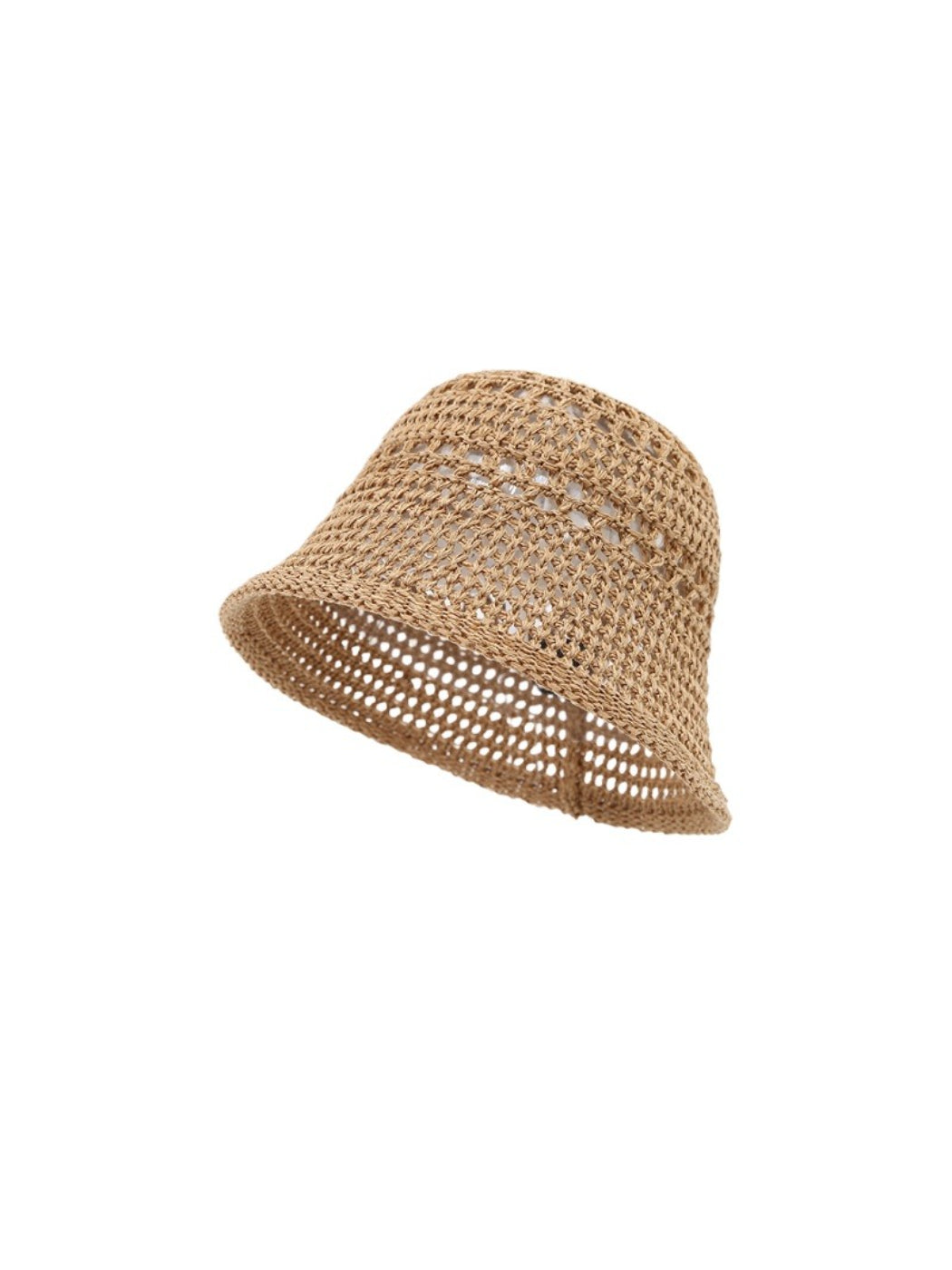 Close-up of Haila open mesh knit bucket hat highlighting mesh knit pattern