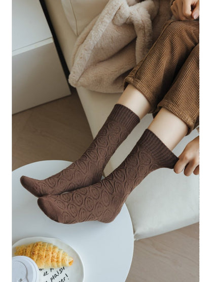 Rufia - Women's Solid Winter Socks with Embossed Smile