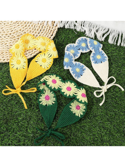 Scarvii - Boho Daisy Knit Front Hair Headband