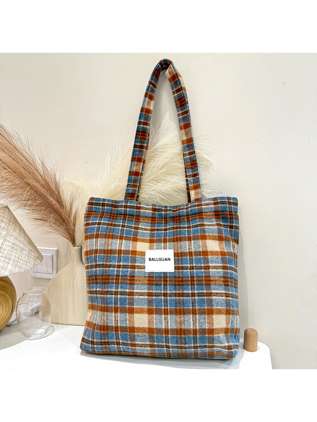 Cosbai – Plaid Crossbody Tote Bag