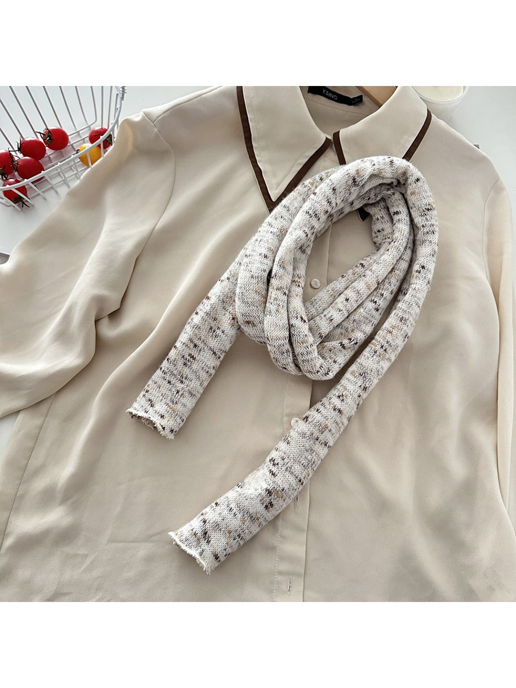 Scarvii - Winter Long Narrow Scarf with Starry Print