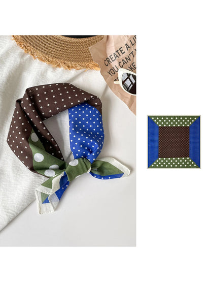 Scarvii - Polka Dot Color-Blocked Border Scarf