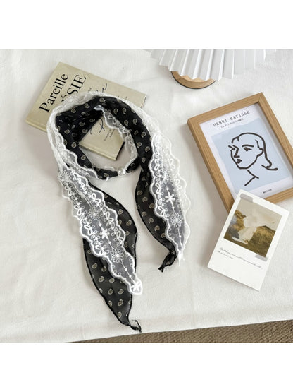Scarvii - Gentle Paisley Lace Narrow Scarf