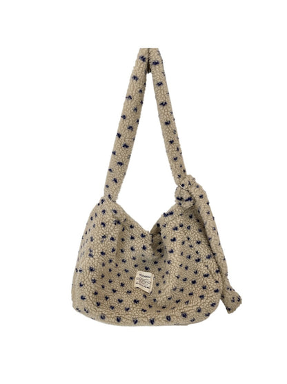 Cosbai – Plush Heart Printed Crossbody Shoulder Bag