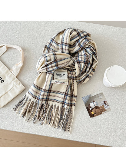 Scarvii - Classic Plaid Fringe Winter Scarf
