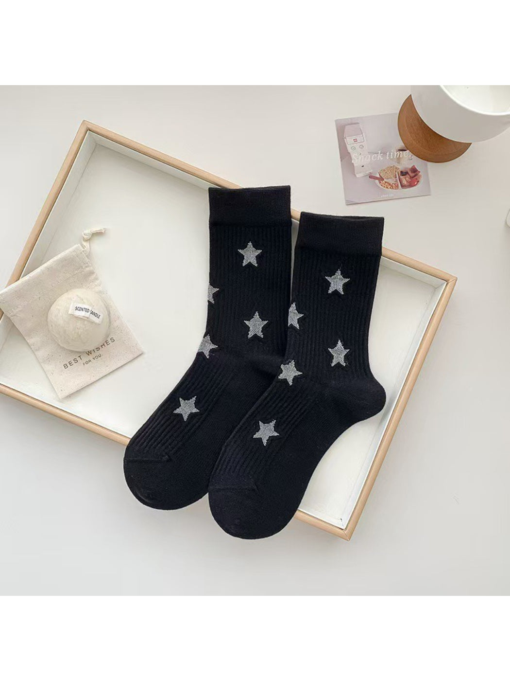 Rufia - Textured Star Ribbed Crew Socks
