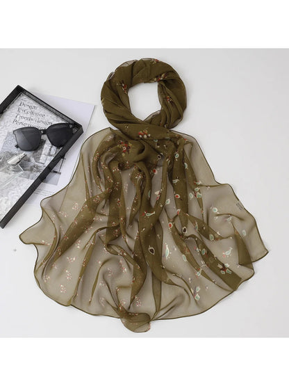 Scarvii - Sheer Floral Long Scarf