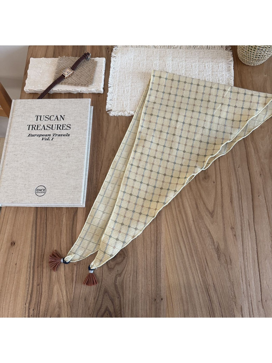 Scarvii - Plaid Tassel Triangle Bandana