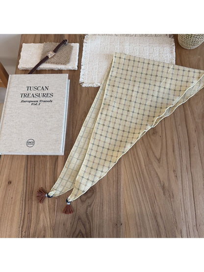 Scarvii - Plaid Tassel Triangle Bandana