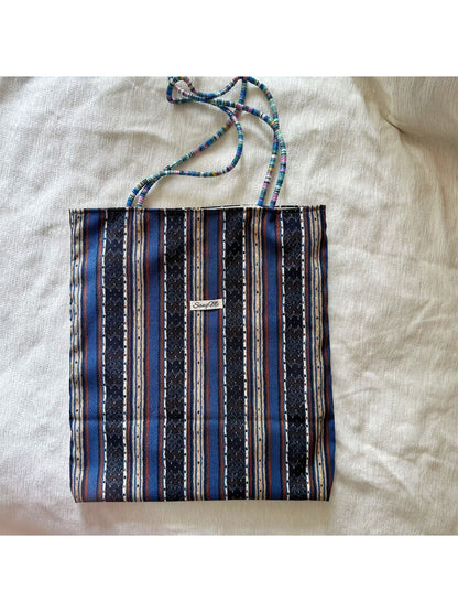 Cosbai - Stripe Pattern Soft Shoulder Bag