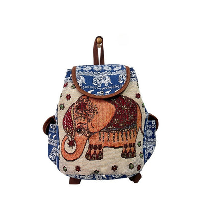 Cosbai - Vintage Elephant Embroidery Backpack - Practical & Unique