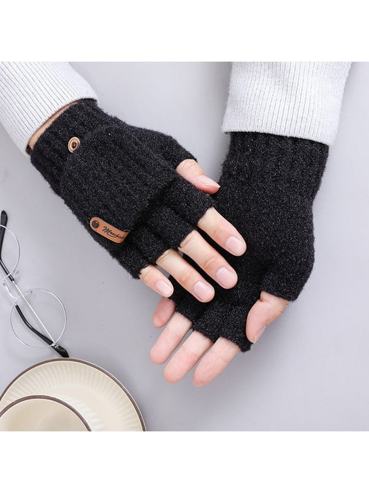 Gloving - Simple Flip Cover Half Finger Winter Gloves
