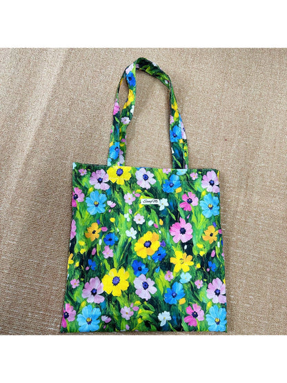 Cosbai - Colorful Floral Art Print Everyday Tote Bag