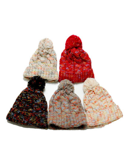 Haila Colorful Knit Pom Pom Beanie