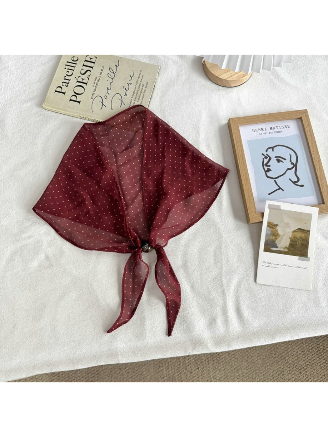 Scarvii - Simple Style Floral and Polka Dot Triangle Scarf