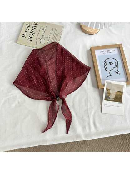 Scarvii - Simple Style Floral and Polka Dot Triangle Scarf