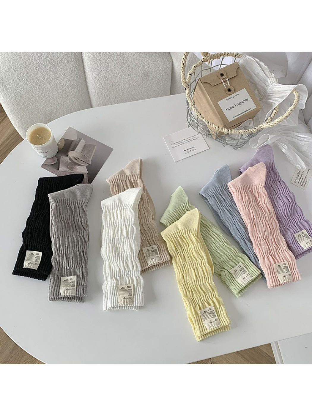 Rufia - Textured Soft Wave Knit Crew Socks