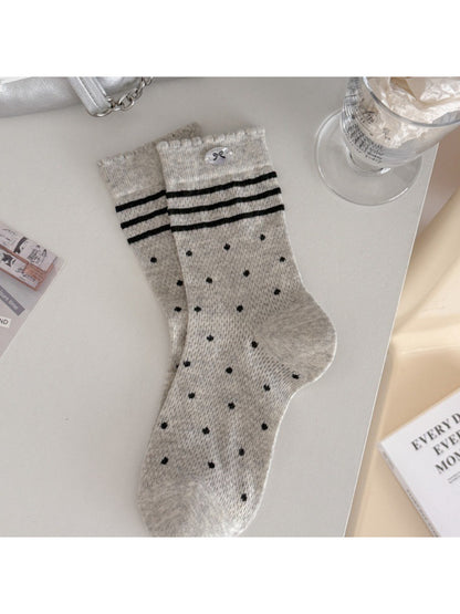Rufia Ribbon Stripe Dot Crew Socks product image