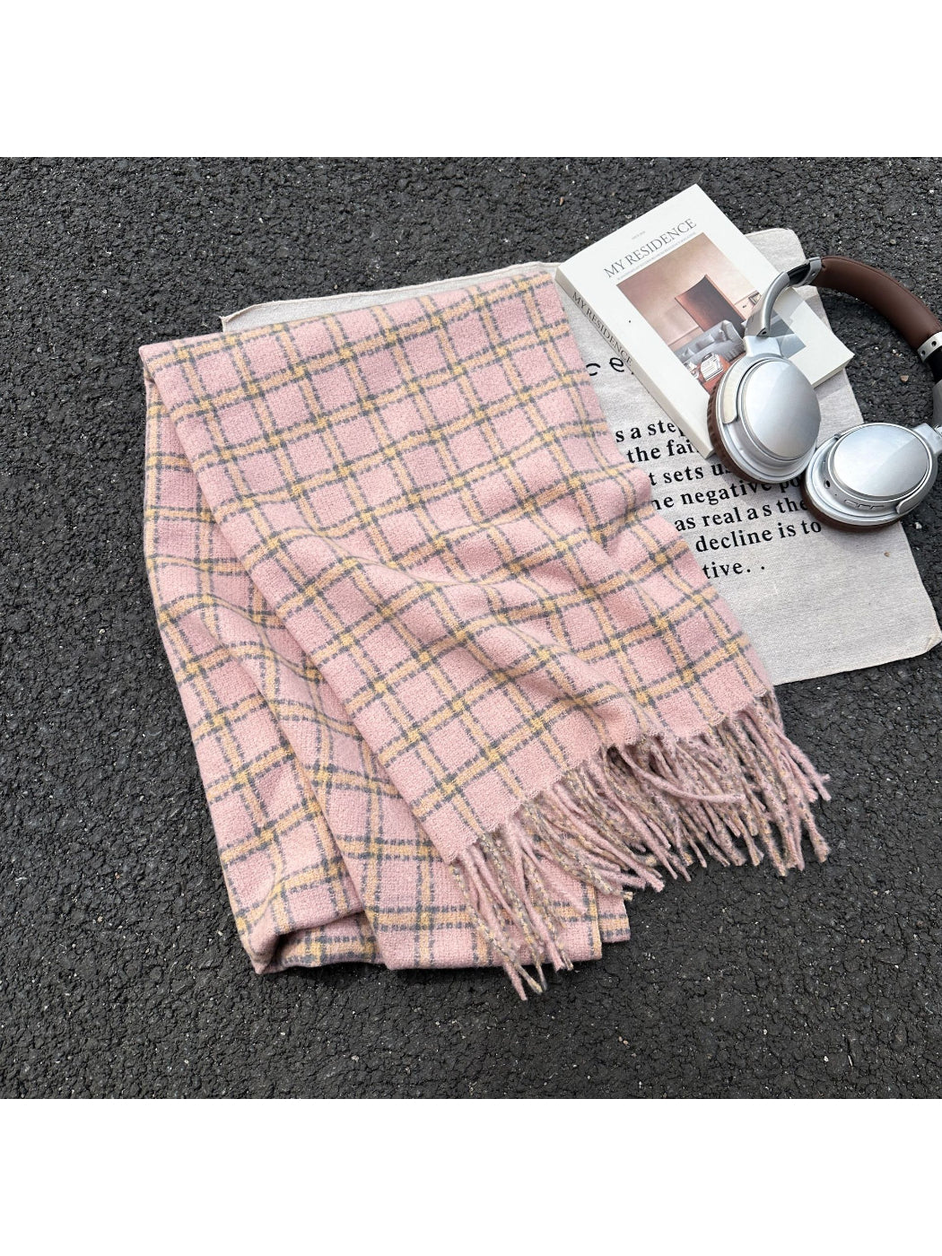 Scarvii - Windowpane Plaid Fringe Winter Scarf