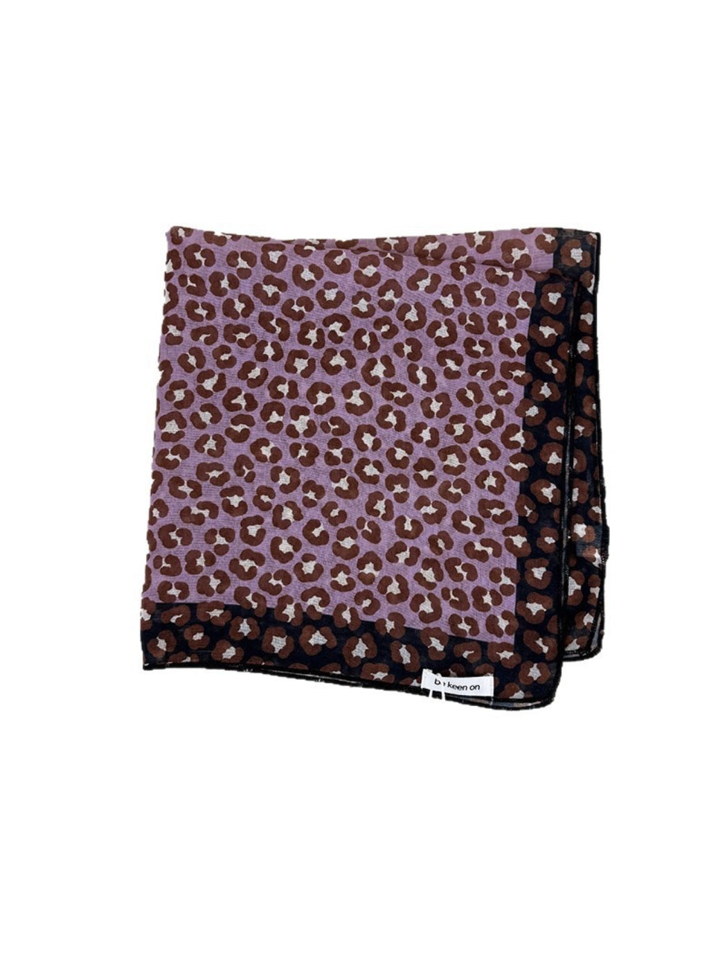 Scarvii leopard print square scarf displayed flat showing full square shape