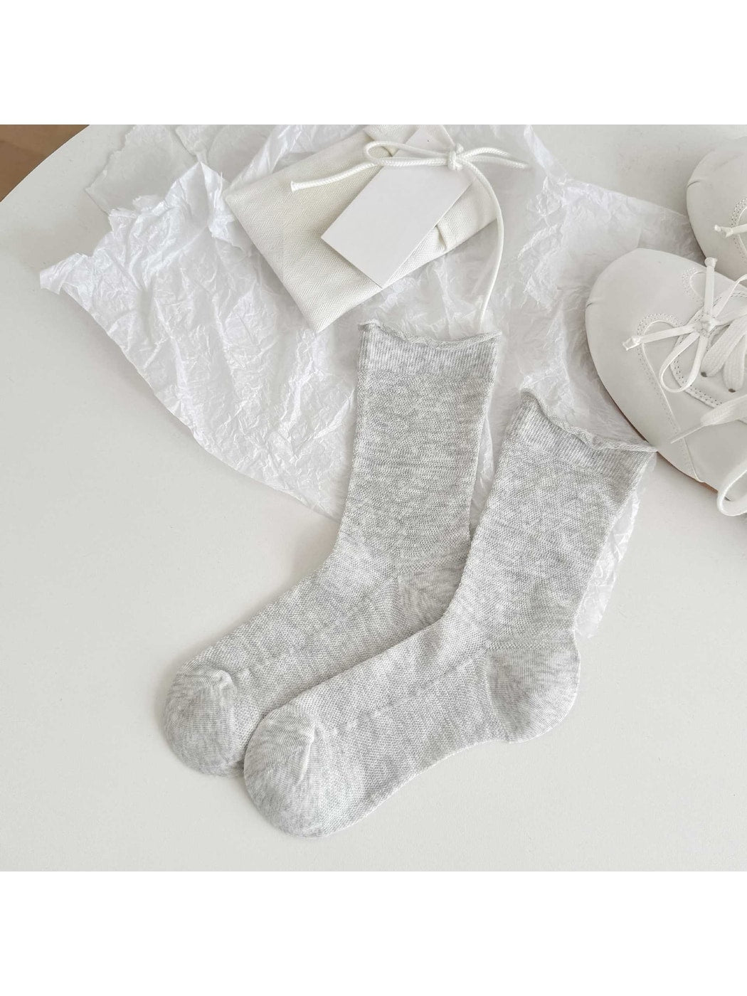 Rufia - Soft Knit Crew Socks with Rolled Cuff