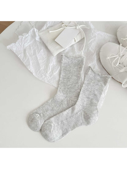 Rufia - Soft Knit Crew Socks with Rolled Cuff