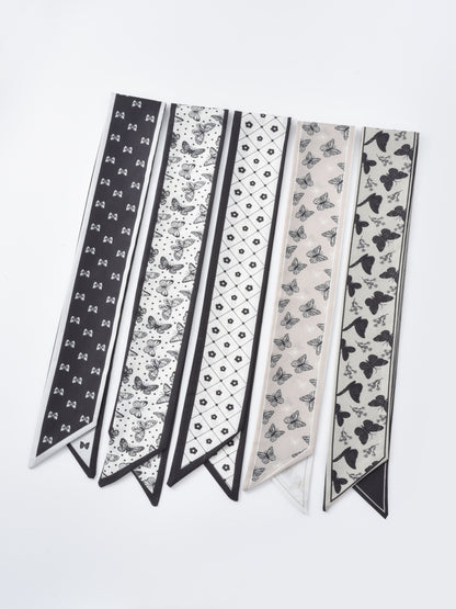 Scarvii - Vintage Butterfly Motif Skinny Scarf
