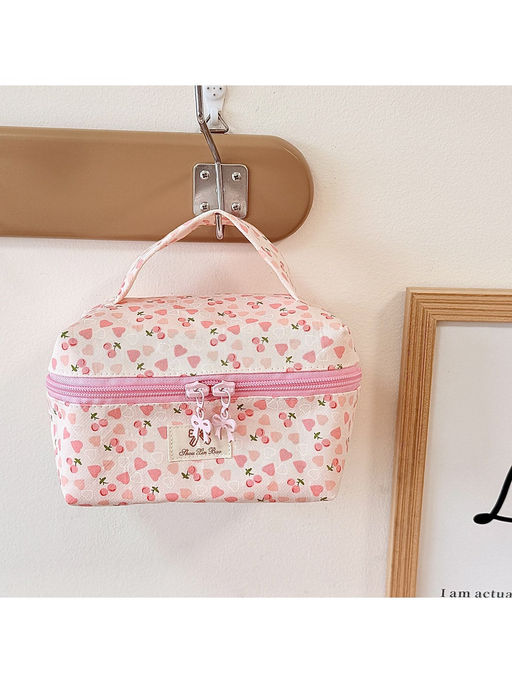 Cosbai - Sweet Pink Floral Printed Cosmetic Organizer Bag