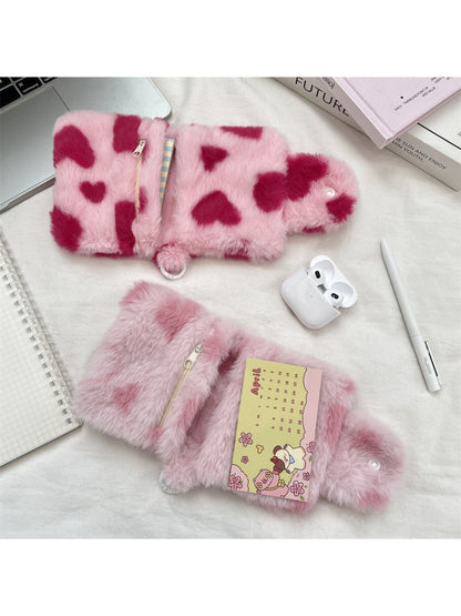 Cosbai - Plush Pattern Mini Pouch Heart