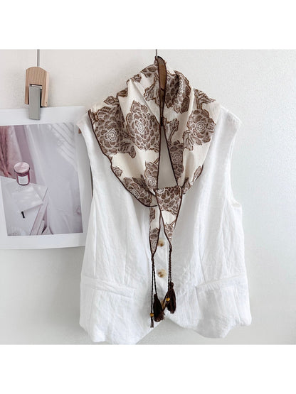 Scarvii - Printed Trim Tassel Triangle Bandana