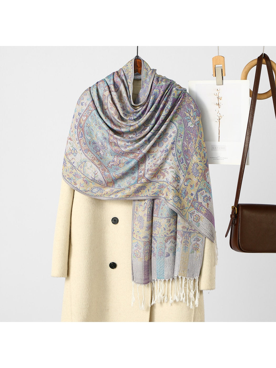 Scarvii - Ethnic Print Fringed Shawl Scarf