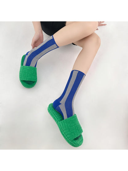 Rufia - Fashion Striped Colorblock Crew Socks