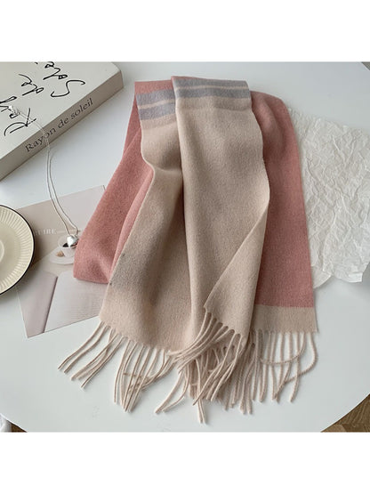 Scarvii - Soft Light Checked Fringe Scarf