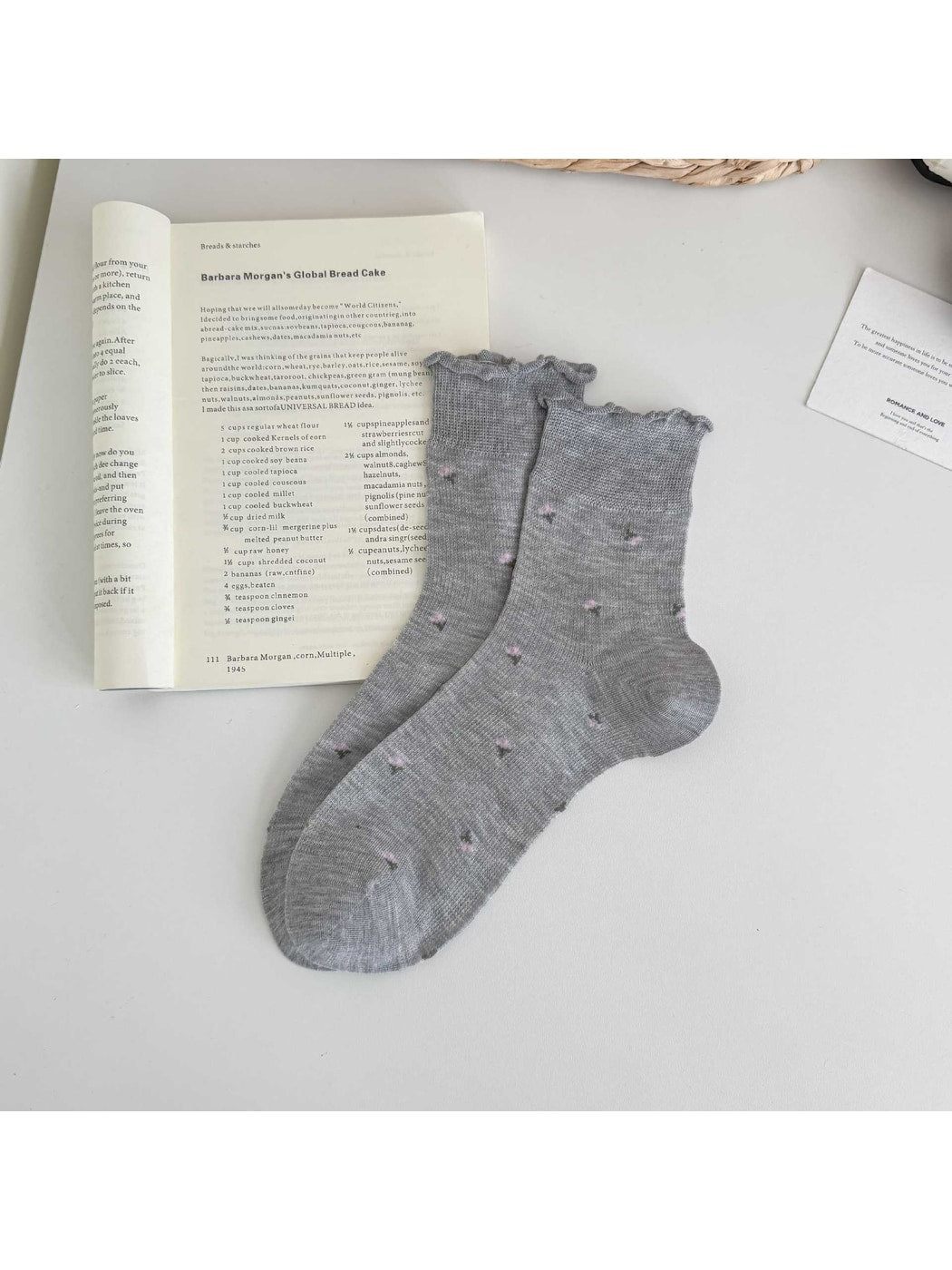 Rufia - Ditsy Floral Ruffle Cuff Crew Socks