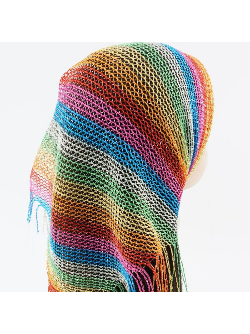 Scarvii - Rainbow Mesh Fringe Headscarf