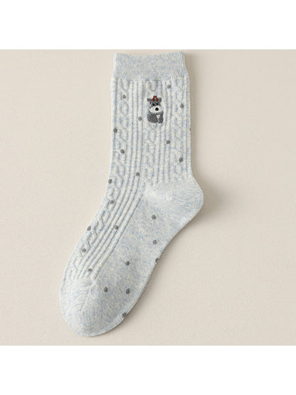Rufia - Winter Mid-Calf Socks with Cartoon Animal Pattern